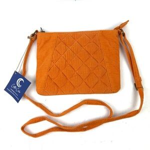 CottnCurls Handbag‎ Tuscan Sling Crossbody Bag Orange Corduroy Brand New